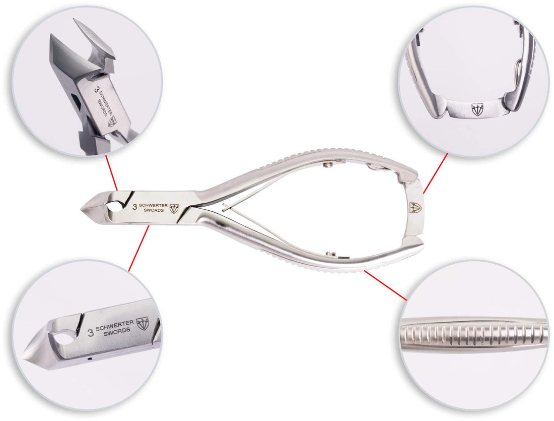 3 Swords Germany - brand quality professional TOE NAIL NIPPER CLIPPER set STAINLESS STEEL wave nipper, head cutter, nail file with case for ingrown toe nails, manicure pedicure by 3 Swords (196)