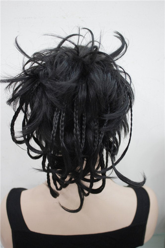 #2 Black : Lydell 12inch Short Ponytail Hair Extension Handmade Braid Synthetic Hair-Piece with Jaw Claw Adjustable Messy Style (#2 Black)