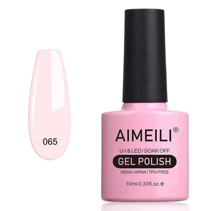 AIMEILI Soak Off U V LED Translucent Sheer Pink Gel Nail Polish - Clear Pink Nude (065) 10ml
