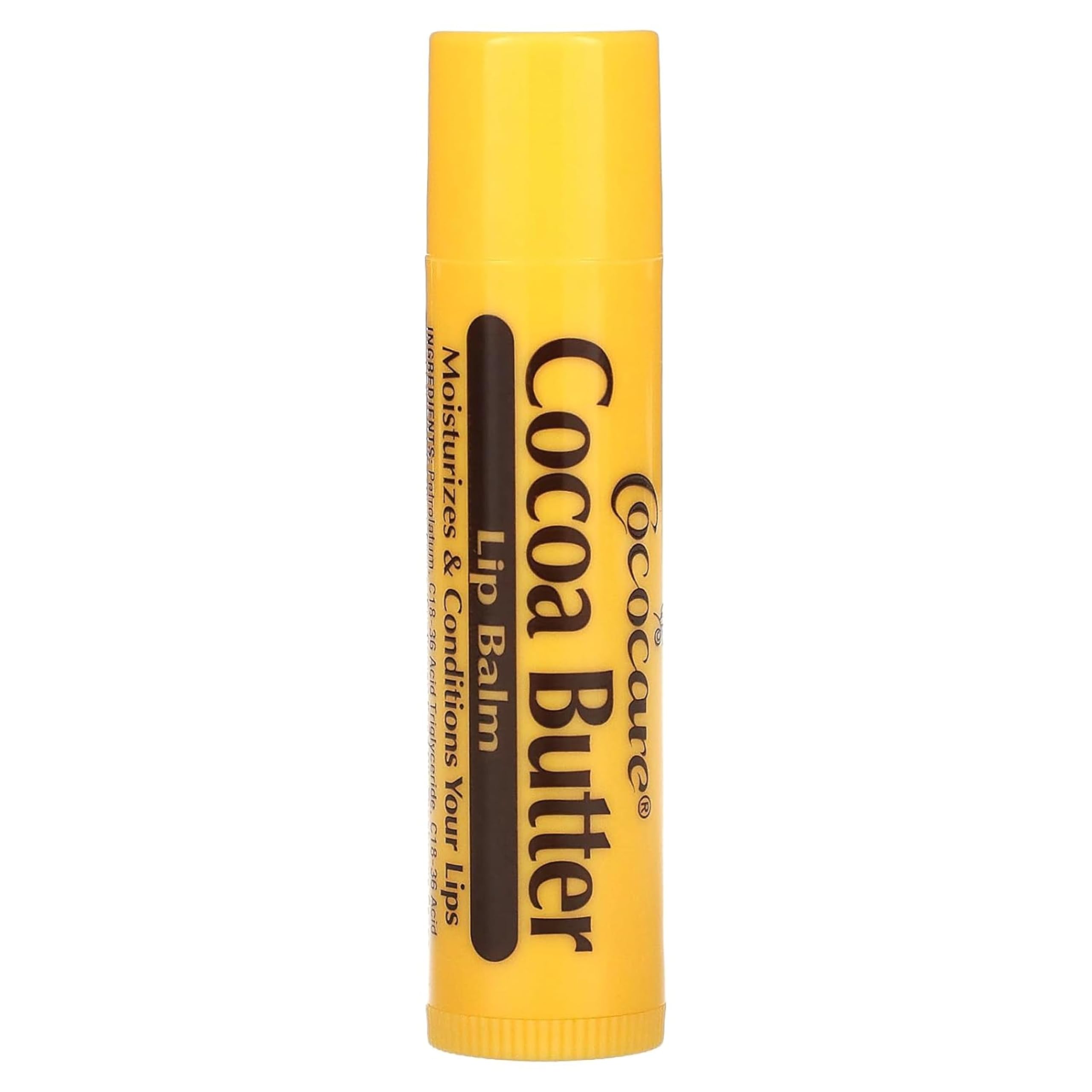 Cococare Cocoa Butter Lip Balm - The Little Yellow Stick Enriched with Natural Cocoa Butter - Conditions & Protects Lips - 0.15oz (Pack of 12)