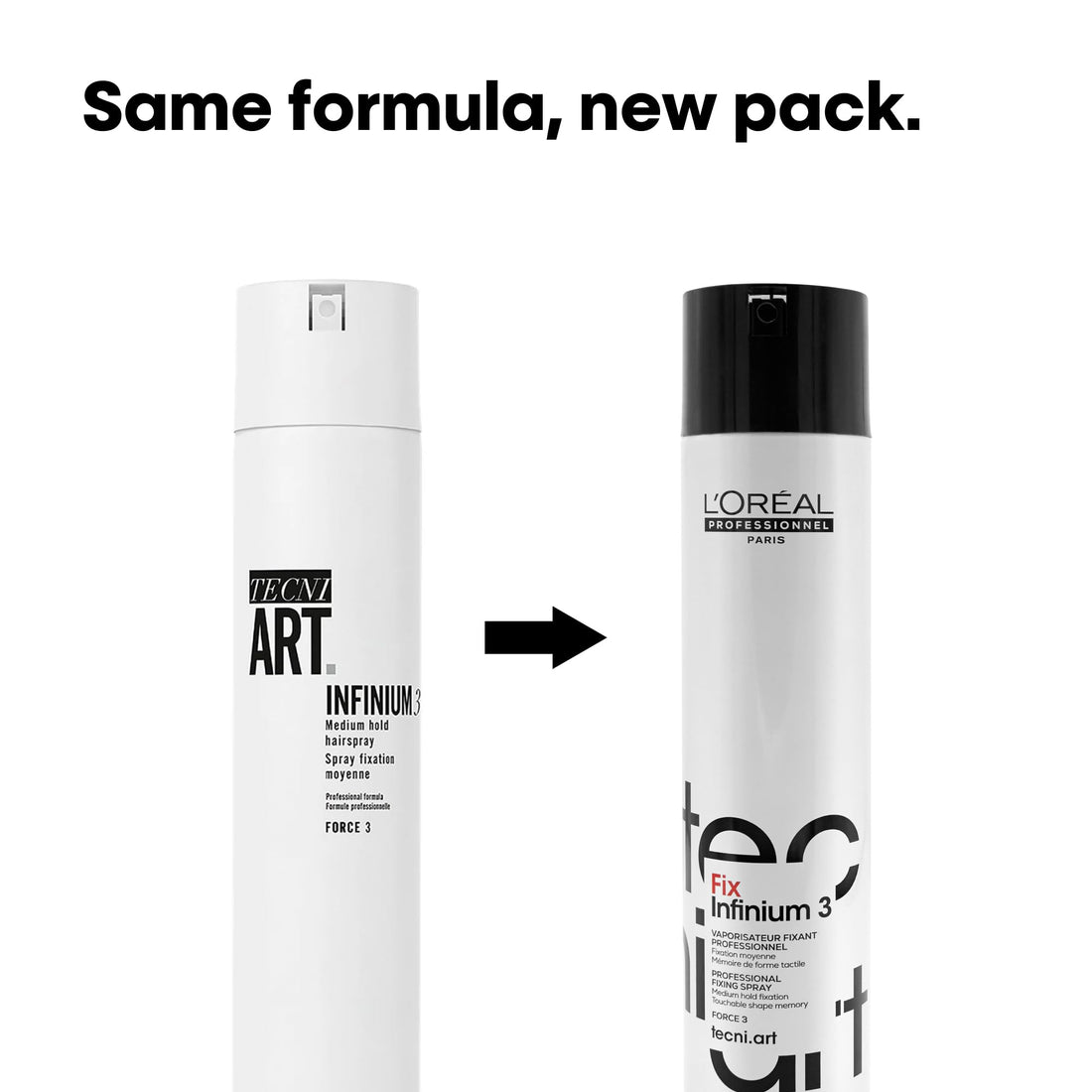 L'Oréal Professionnel Fix Infinium 3 - Medium Hold Hairspray For Lasting Shape and Shine, Reduces Frizz Without Stiffness, Packaging May Vary