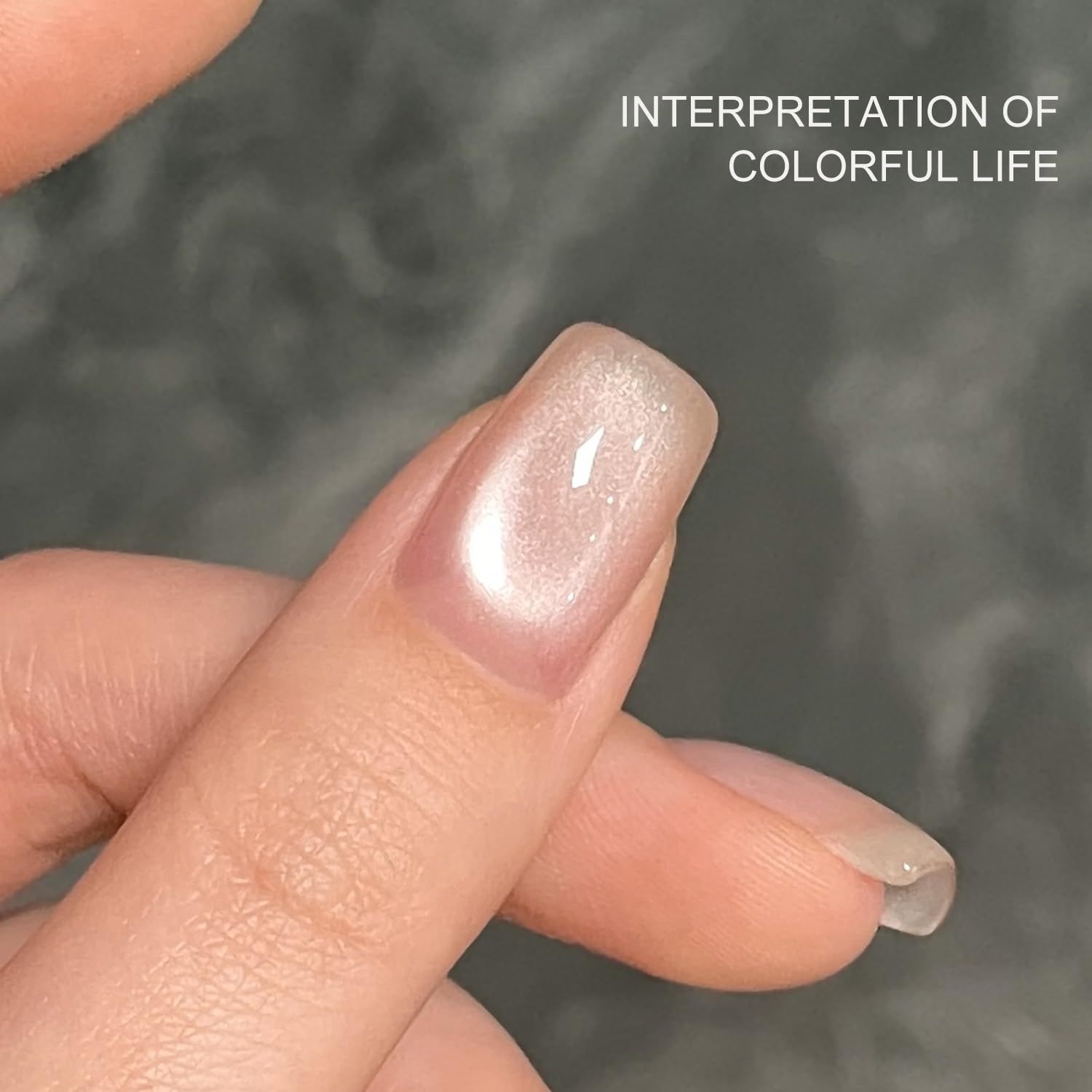 GAOY Jelly Nude Cat Eye Gel Nail Polish, 16ml Glitter Holographic Nail Polish with Magnet, Reflective Translucent UV Gel, 3095 Soft Dawn