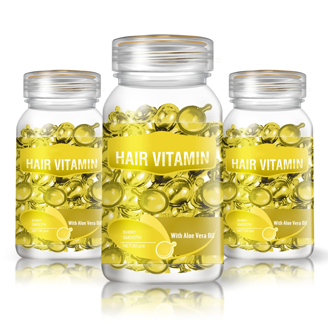 GOWWIM Hair Vitamin Serum Capsule,Hair Treatment Serum,Argan Macadamia Avocado Oil,Complex Oil Smooth Silky Hair Mask Repair on Hair Growth Oil,30 PCS