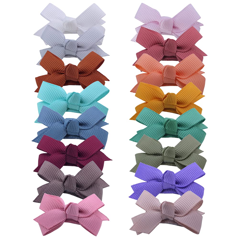 Boutique Baby Hair Clips Toddler Tiny Hair Bow Snap Clips in Fringe Bangs Hair Accessories Infant Baby Girls Kids Hair Bows (16 Colors)