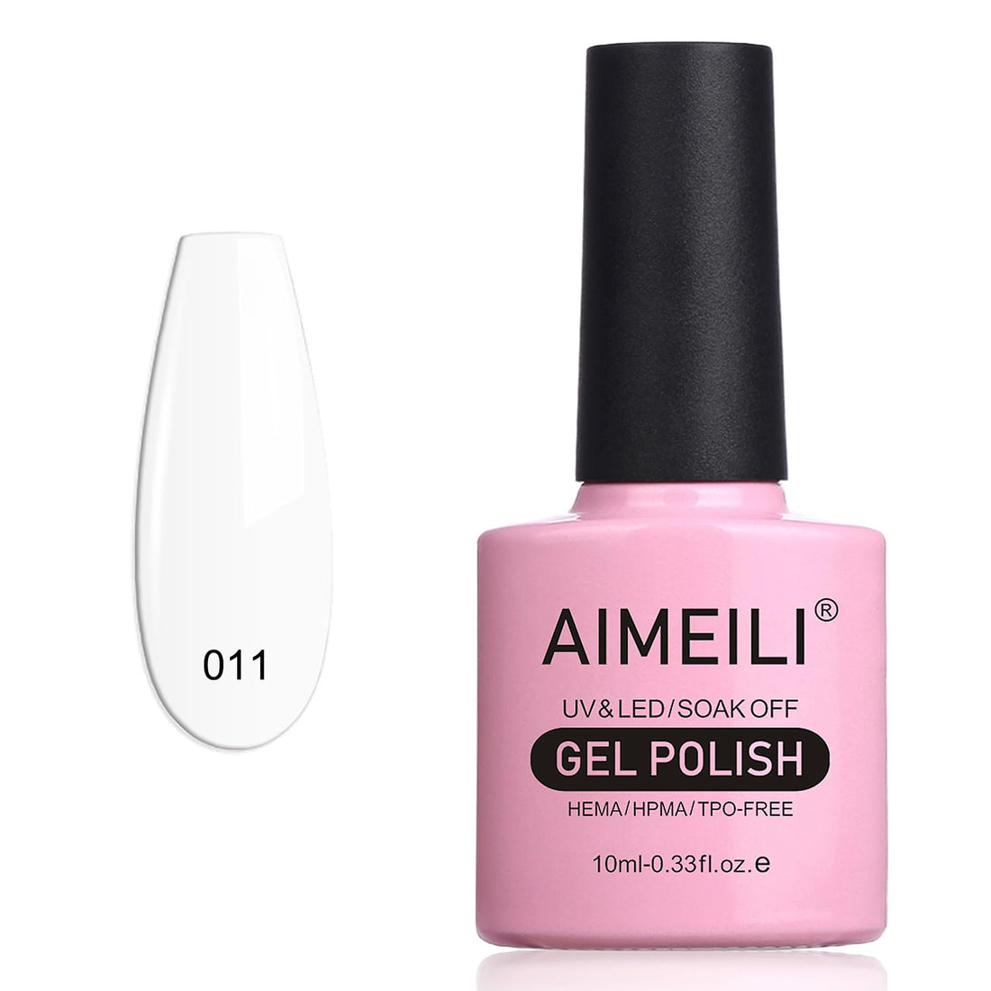 AIMEILI Soak Off U V LED White Gel Nail Polish - Studio White Arctic White (011) 10ml