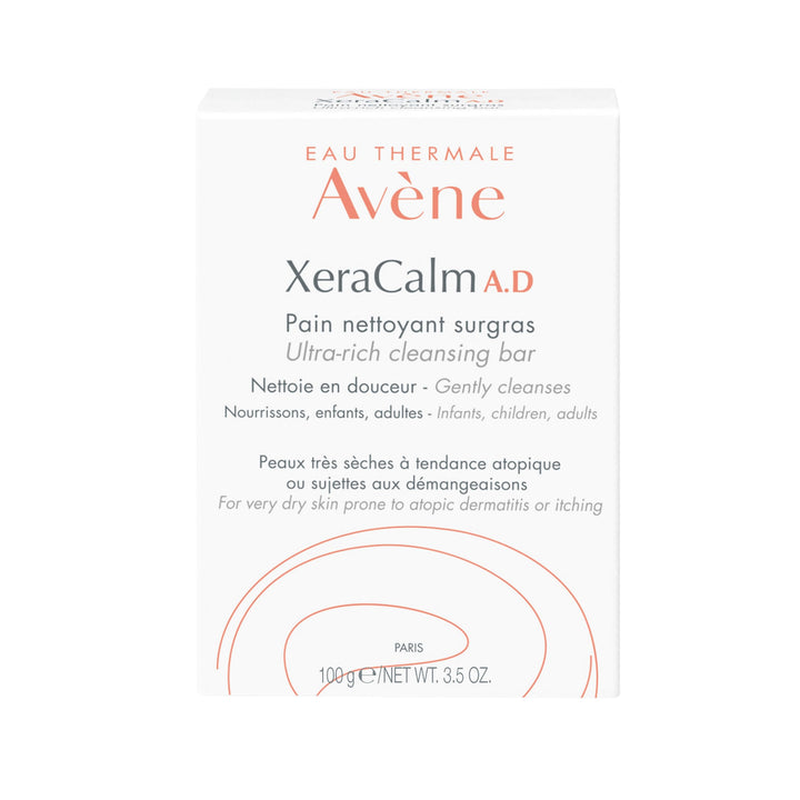 Eau Thermale Avene Xercalm A.D Ultra-Rich Cleansing Bar for Atopic Dermatitis, Eczema Prone Skin, Fragrance-Free, 100 g