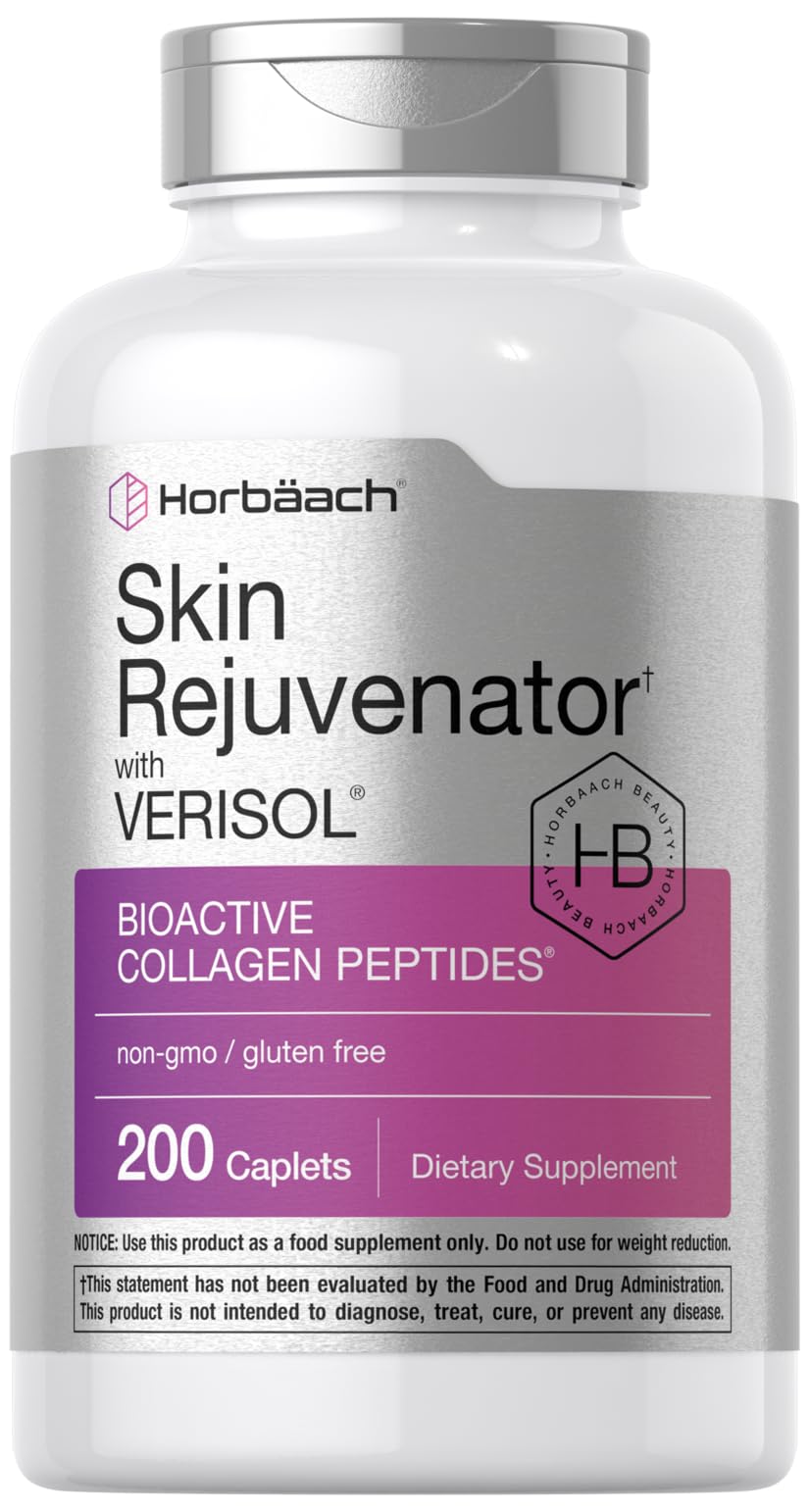 Horbäach Skin Rejuvenator with Verisol | Bioactive Collagen Peptides | 200 Caplets | Non-GMO, Gluten Free Supplement