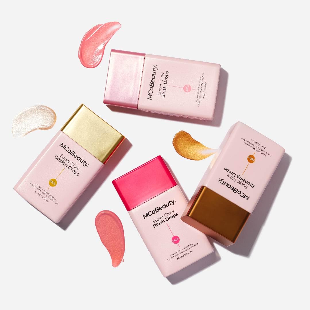 MCoBeauty Super Glow Blush Drops, Peach Pink, Luminous Flush for Radiant Cheeks, Vegan, Cruelty Free Cosmetics