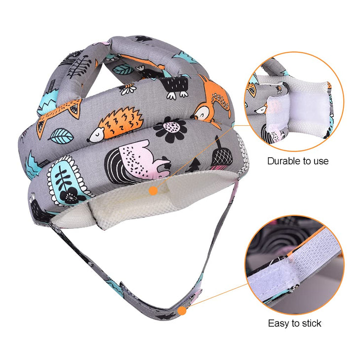 Umtiti Adjustable Baby Helmet, Lightweight & Soft, with Knee Pads & Socks for Crawling & Walking. Forest, Pink