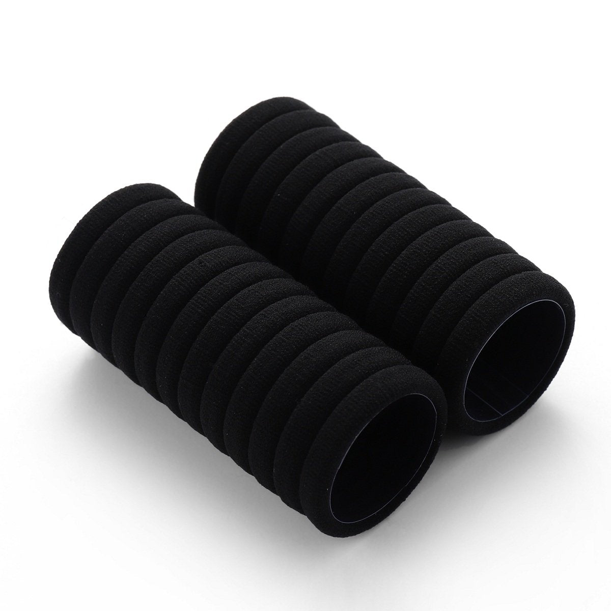 Set Of 24 Multicolor Hair Bands Ties Elastics Ponytail holders No Crease Thick Seamless Cotton Stretch Hair Ties Durable Headband for Women (Black)