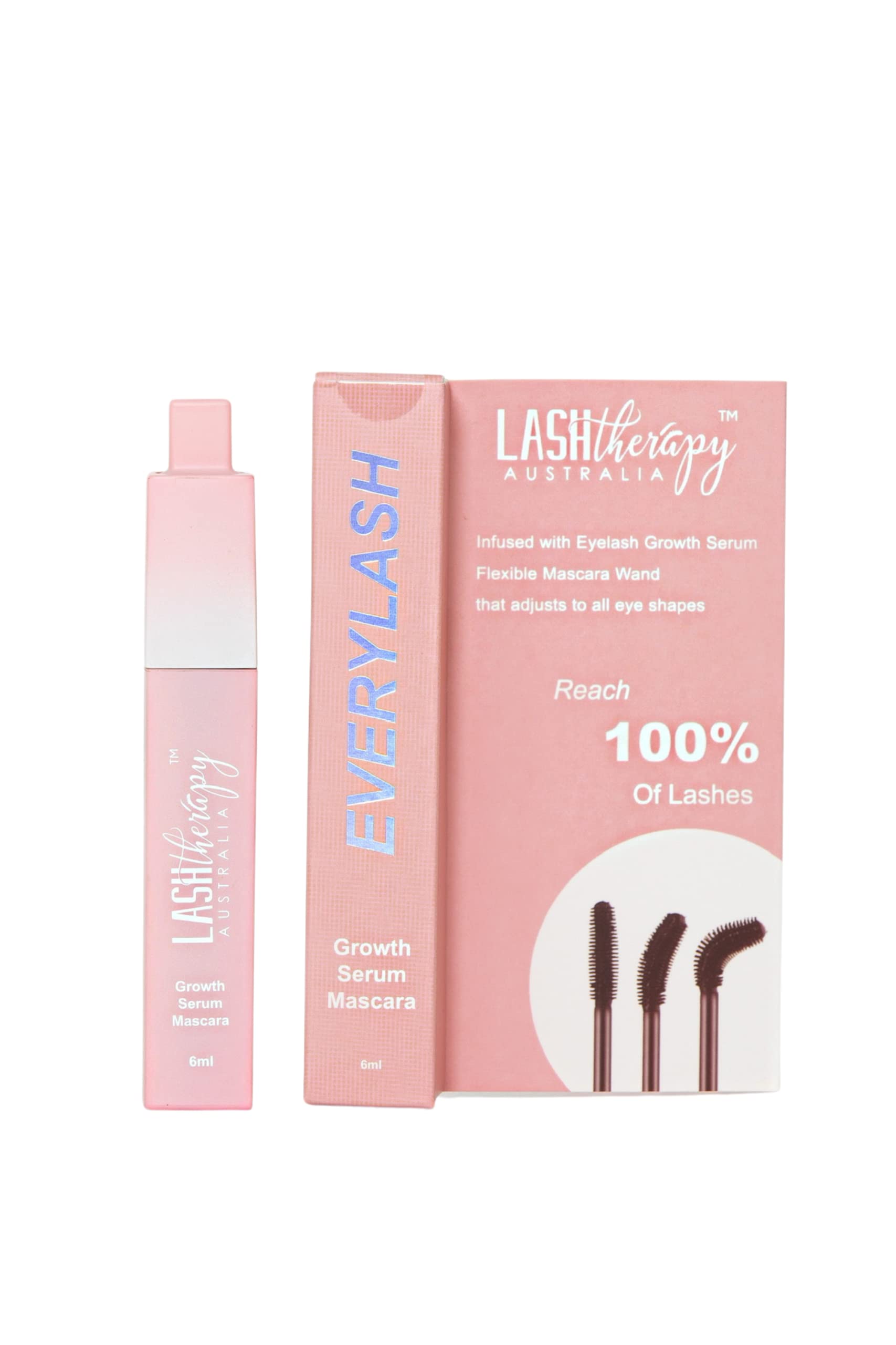 Lash Therapy Australia Every Lash Growth Serum Mascara Black Volume and Length, Cruelty Free & Vegan Waterproof Eye Makeup, Tubing Mascara, Natural Mascara For Sensitive Eyes, 6ml