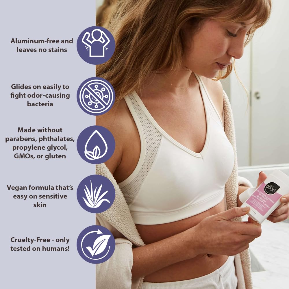 All Good Deodorant, Aluminum-free, Natural, Vegan (Rose Geranium & Jasmine, 2-pack, Powder, Unisex)