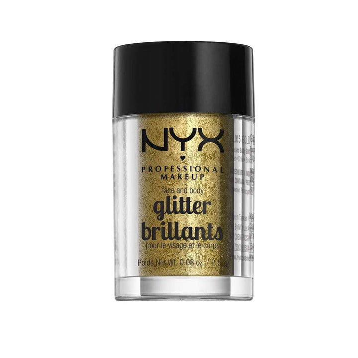 NYX PROFESSIONAL MAKEUP Face & Body Glitter, Gold, 0.08 Ounce