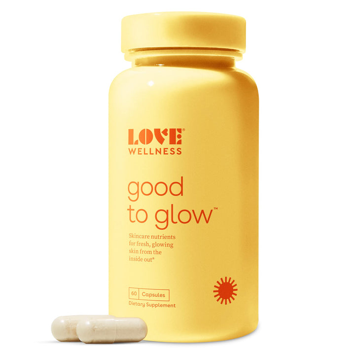 Love Wellness Good to Glow | Collagen Supplement with Biotin, Vitamin C, E, Ashwagandha & Zinc | Promotes Smooth, Glowing & Clear Skin | Enhances Smoothness & Promotes Healthy Skin | 60 Count