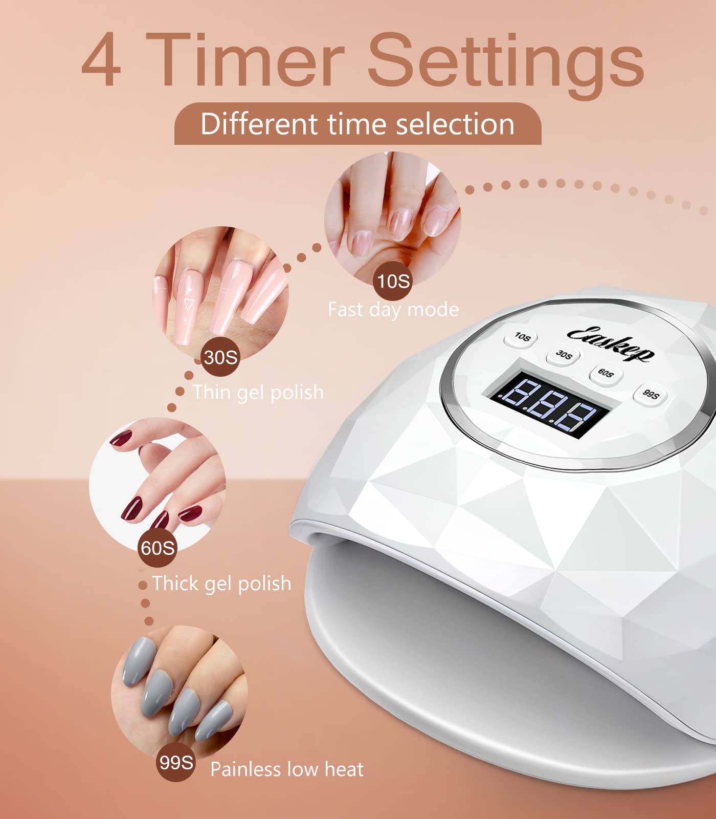 Easkep UV LED Nail Lamp - 86W Nail Dryer UV Light for Nails Eyes Protection UV Lamp for Gel Nails Gel Nail Polish Curing Dryer for Home and Salon