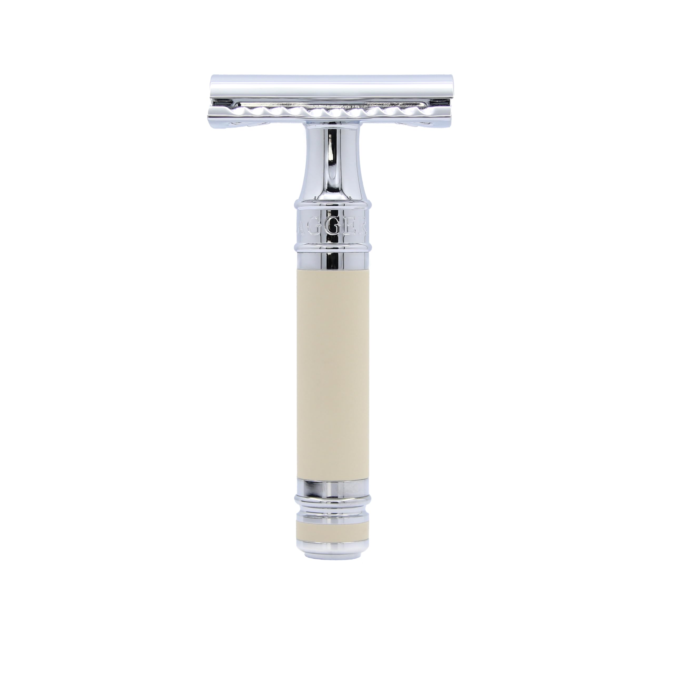 Ivory Rubber Coated , Short Handle : Edwin Jagger Double Safety Razor Ivory