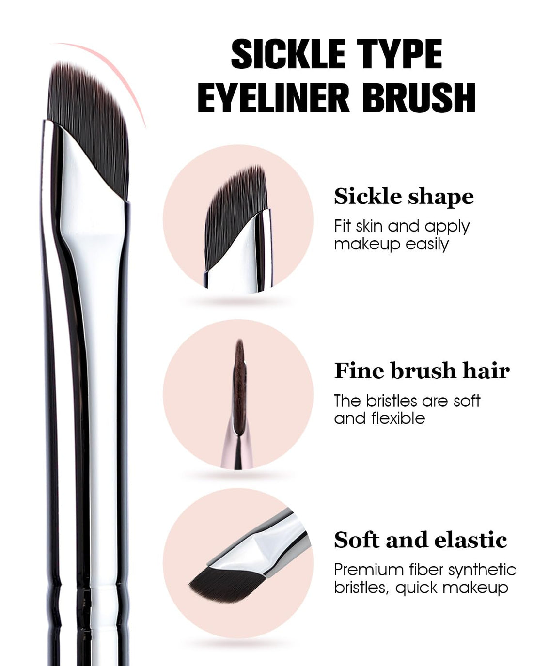 Eyeliner Brush, EIGSHOW Sickle Angled Eyeliner Brush Gel Eye Liner Makeup Brush for Precise Eyeliner Eyebrow Eyelid Ultra Thin with Curved Bristle - Black