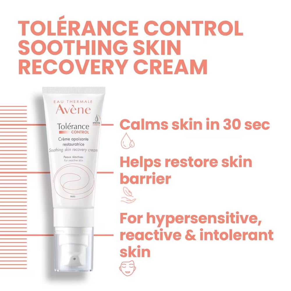 Avène Tolerance Control Soothing Skin Recovery Cream, for Hypersensitive,Dry Skin, Tube with Sterile Pump, 1.3 Fl Oz