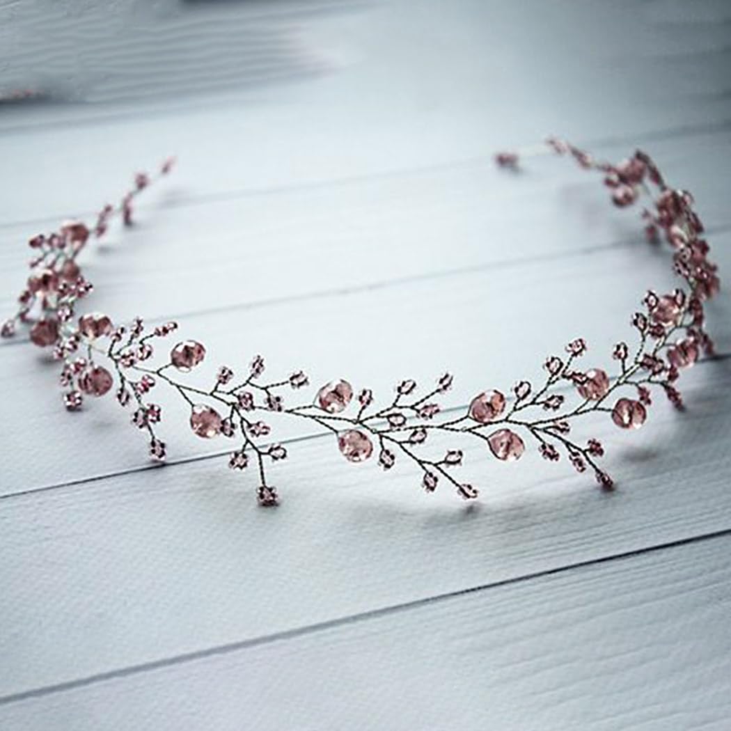 Artio Bride Wedding Hair Vine Accessory Hair Piece Beaded Bridal Headpiece for Women and Girls (Purple)