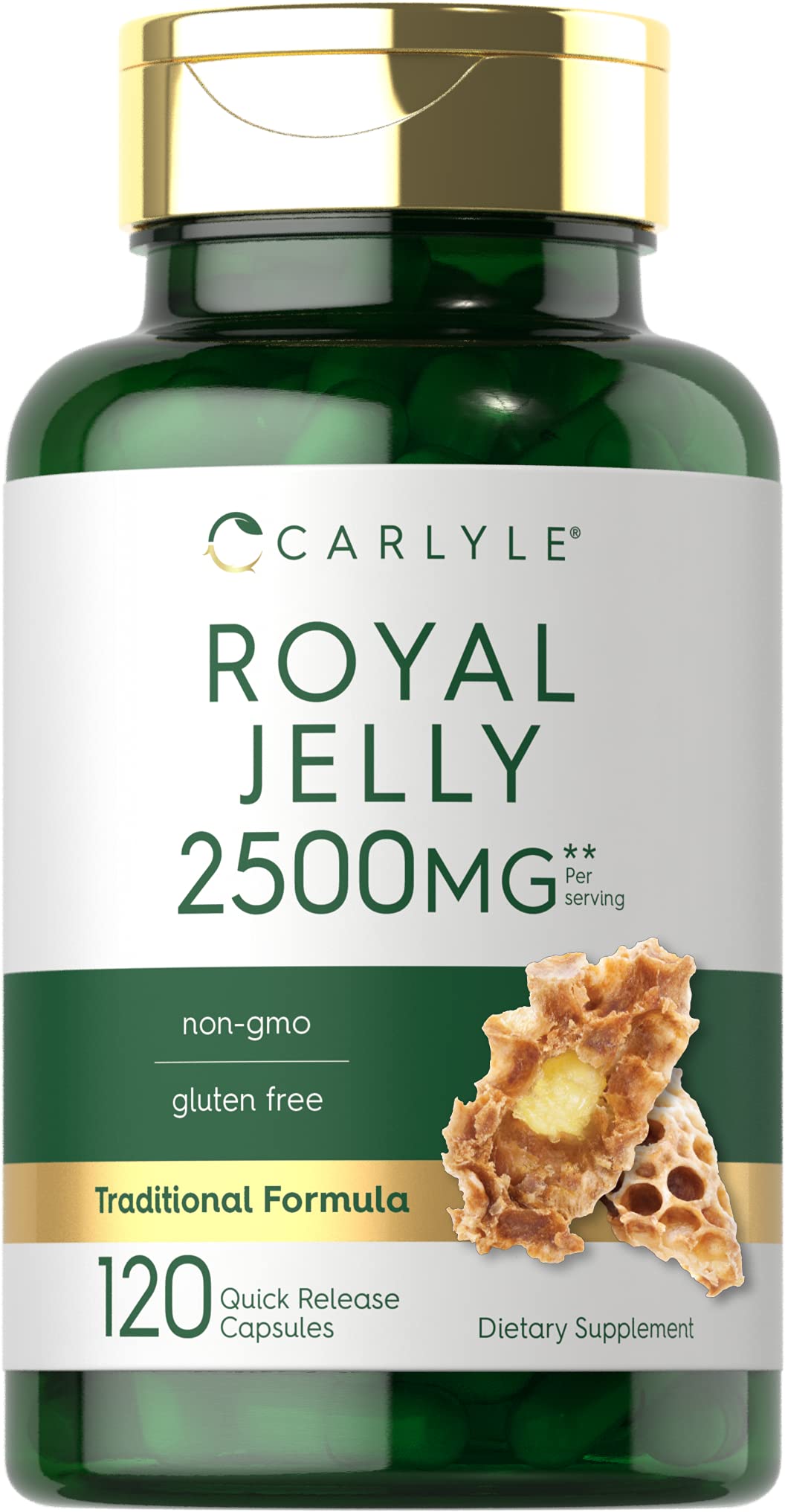 Carlyle Royal Jelly Capsule | 2500mg | 120 Count | Non-GMO and Gluten Free Formula | Traditional Supplement