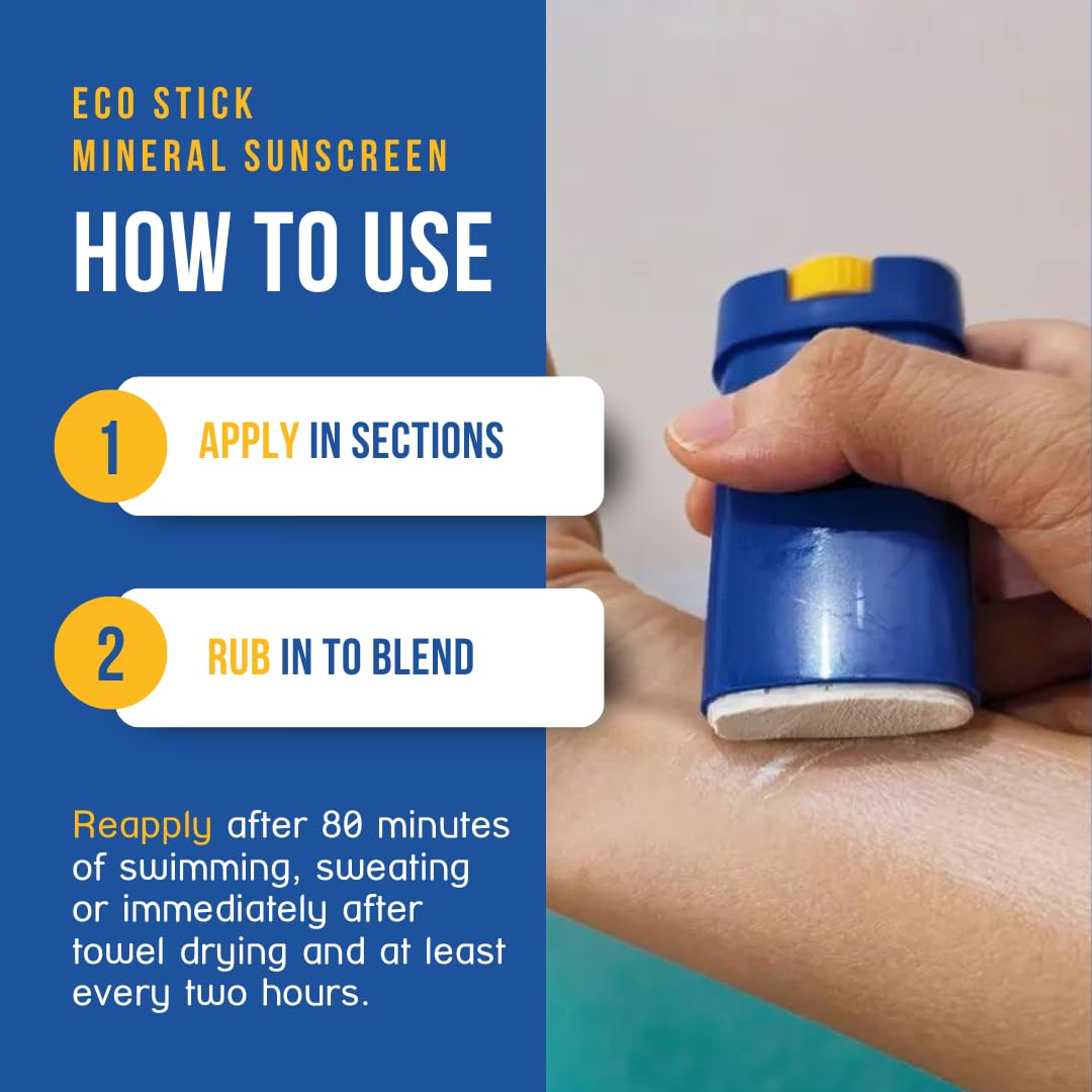 Stream2Sea EcoStick SPF 35 Mineral Sunscreen Stick | Sweat & Water Resistant Sunblock | USDA Approved Biodegradable & Reef Safe Sunscreen Protection Against UVA UVB (EcoStick Sport)