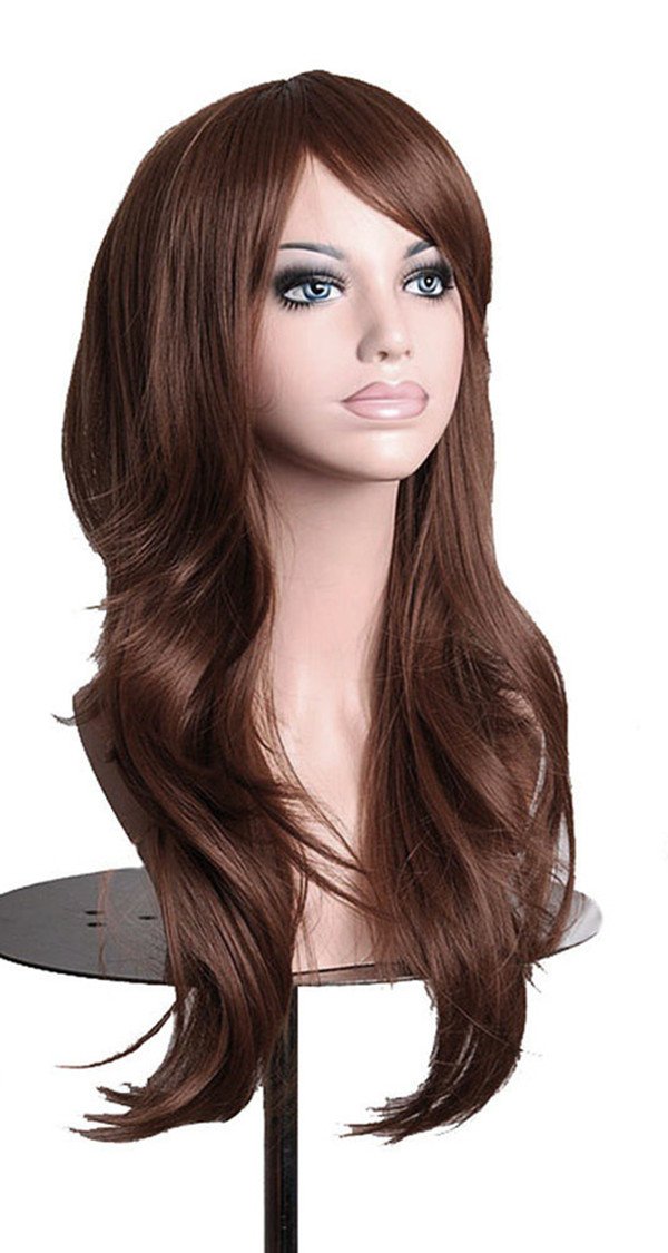 AneShe Wigs 28 Long Wavy Hair Heat Resistant Cosplay Wig for Women (Dark Brown)