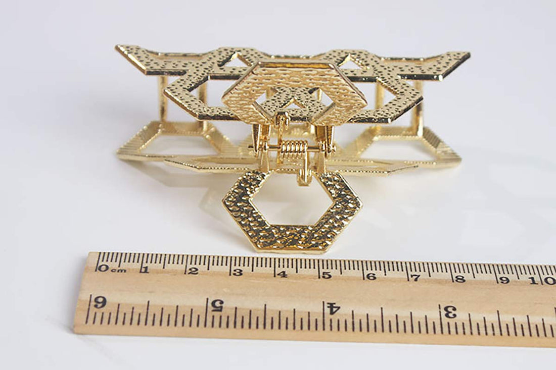 Girls Women Vintage Metal Hair Jaw Clips Hair Clamp Hair Claw Hairpin Accessories (Gold)