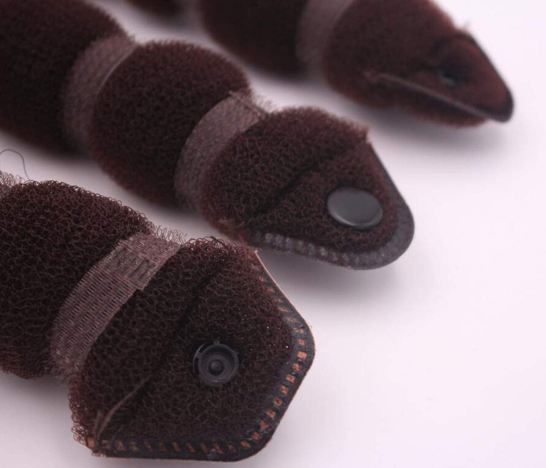 Women Lady Girls Magic Hair Styler Hair Twist Buds Sponge Hot Hair Donut Bun Ring Styling Maker (1 large+2 small) (Brown)