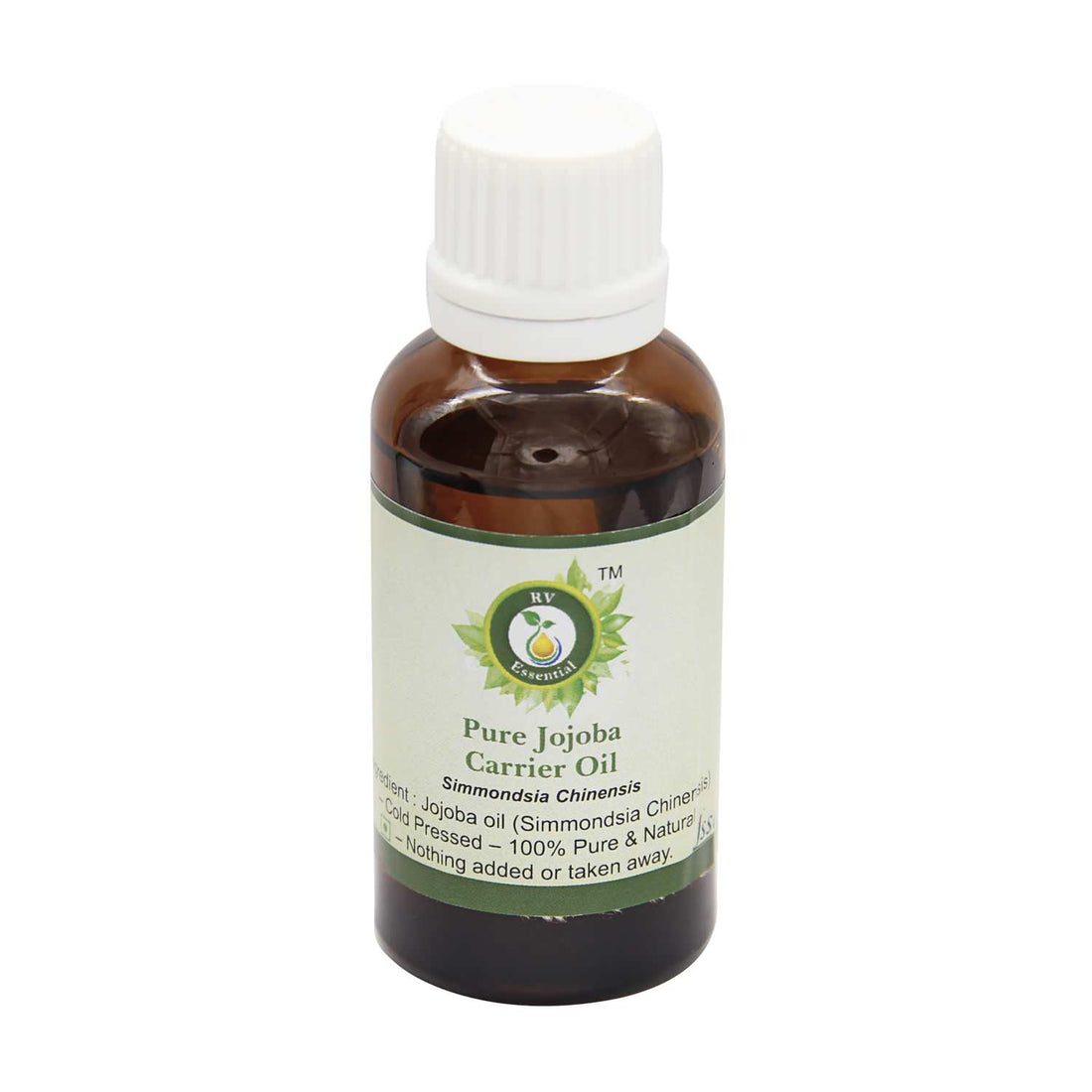 R V Essential Jojoba Oil | Simmondsia Chinensis | For Face | For Hair | For Massage | For body Massage | For Skin | Scalp | Nails | Unrefined | 100% Pure Natural | Cold Pressed | 30ml | 1.01oz
