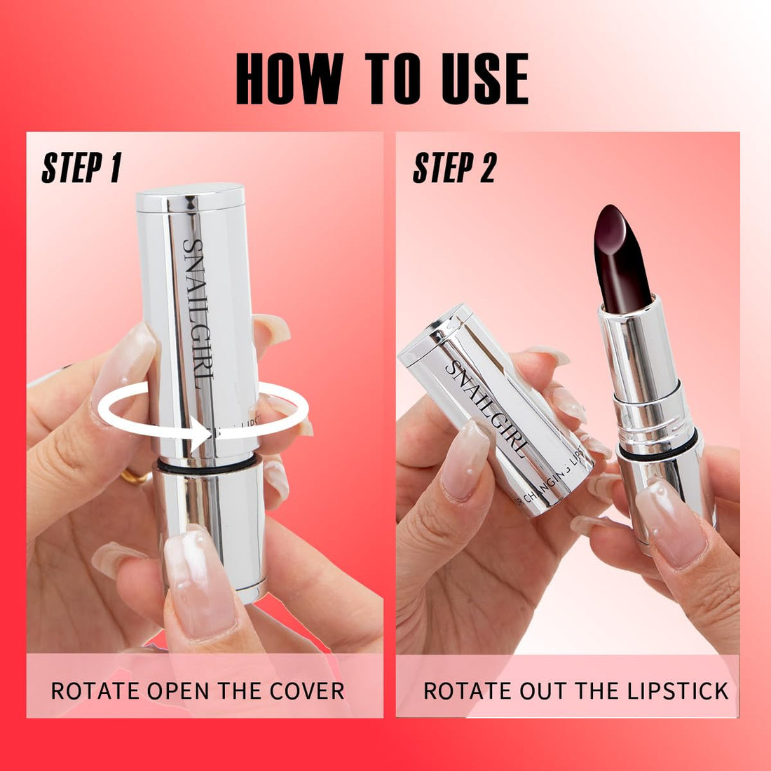 Color Changing Lipstick Set, Naturally Hydrating Long Lasting Lipstick,Temperature Change Moisturizer Lip Stick, Magic Color Change Lip Gloss Smudge Proof Nutritious Balm Tinted (Black Rose)