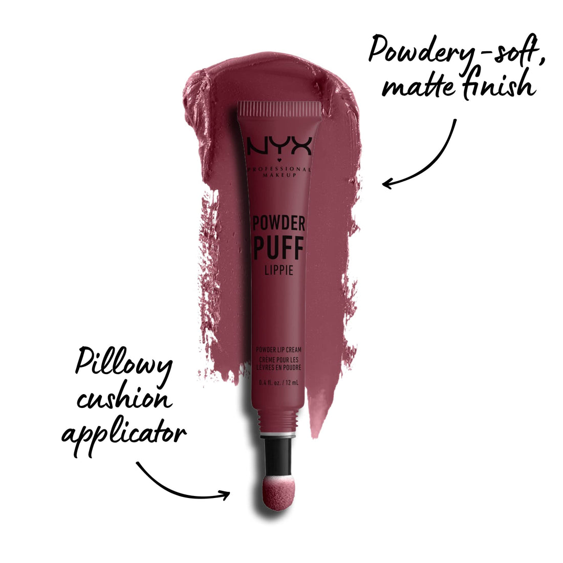 NYX PROFESSIONAL MAKEUP Powder Puff Lippie Lip Cream, Liquid Lipstick - Moody (Cool Toned Plum)