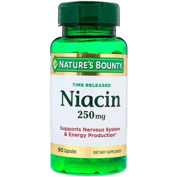 Nature's Bounty Niacin Pills and Supplement, Supports Nervous System and Cellular Energy Production, 250mg, 90 Capsules