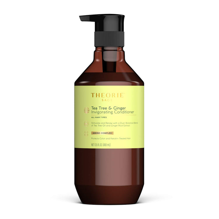 THEORIE Tea Tree and Ginger Invigorating Conditioner - Stimulate & Renew with Natural Shine and Resilience - Suited for All Hair Types - Protects Color and Keratin Treated Hair, Pump Bottle 400mL