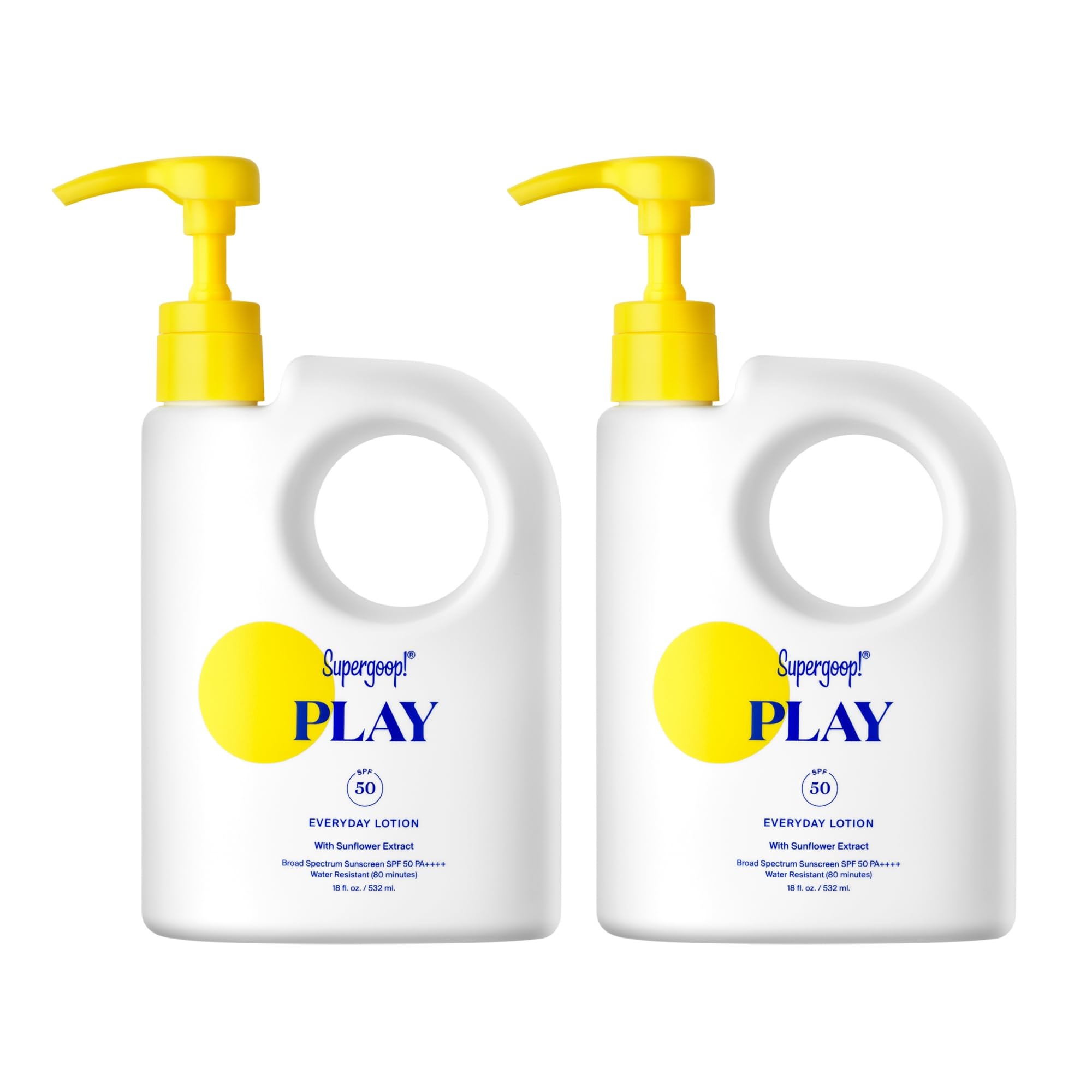 Supergoop! PLAY Everyday Lotion SPF 50 - Broad Spectrum Body & Face Sunscreen - Great for Active Days - Fast Absorbing, Water & Sweat Resistant - 18 fl oz - 2 Pack