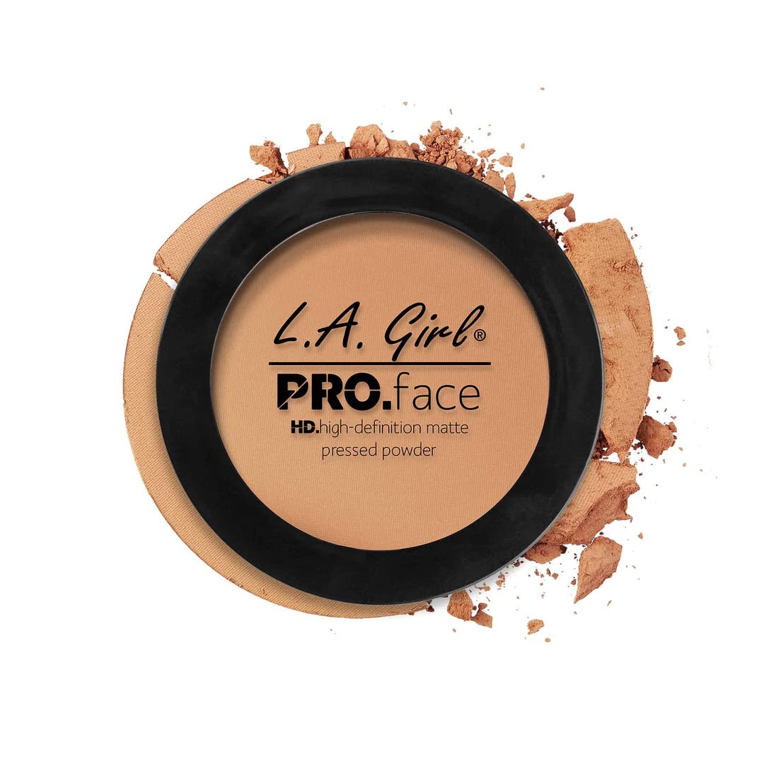 LA GirlHD PRO Face Pressed Powder (Compact) - Warm Honey, Long Wearing, Oil Controlling Formula, Flawless Finish, 7gm