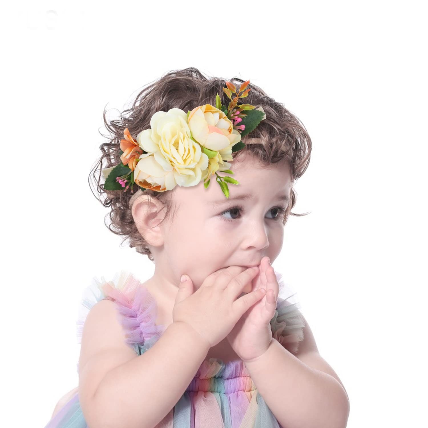 Cinaci 6 Pack Delicate Floral Rose Daisy Flower Super Stretchy Soft Nylon Headbands Hair Bands Accessories for Baby Girls Newborns Infants Toddlers Kids