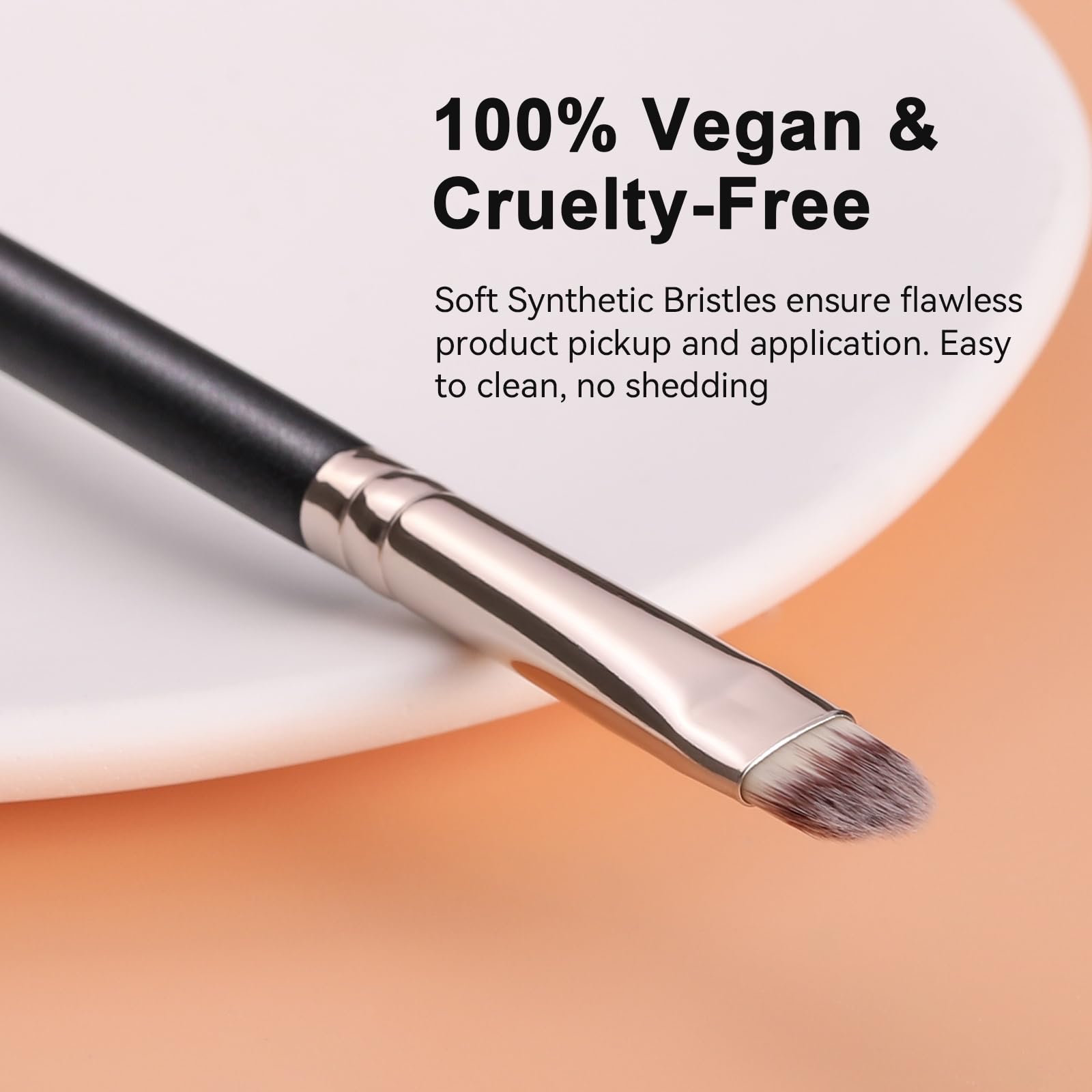 TEOYALL Flat Rounded Concealer Brush, Soft Dense Synthetic Bristles Blending Brush For Powder Cream Concealer Eyeshadow