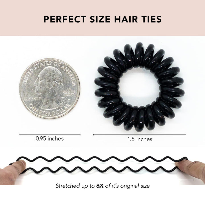 Kitsch Spiral Hair Ties, Coil Hair Ties, Phone Cord Hair Ties, Hair Coils - 4pcs, Brunette