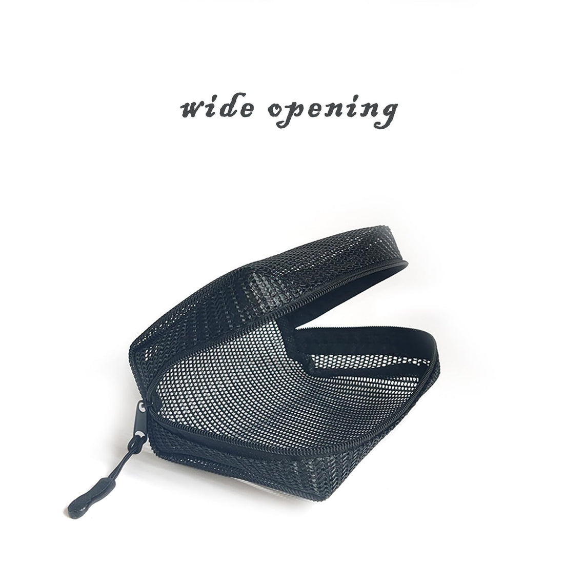 Patu Zipper Mesh Bags, Widened Pencil Case, 5 Pieces, Beauty Makeup Cosmetic Accessories Organizer, Travel Toiletry Kit Set Storage Pouch, Black