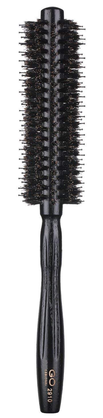 Perfehair Round Brush with Natural Boar and Nylon Bristles, Volumizing Hair Brush- 1. 5 Inch Diameter Barrel