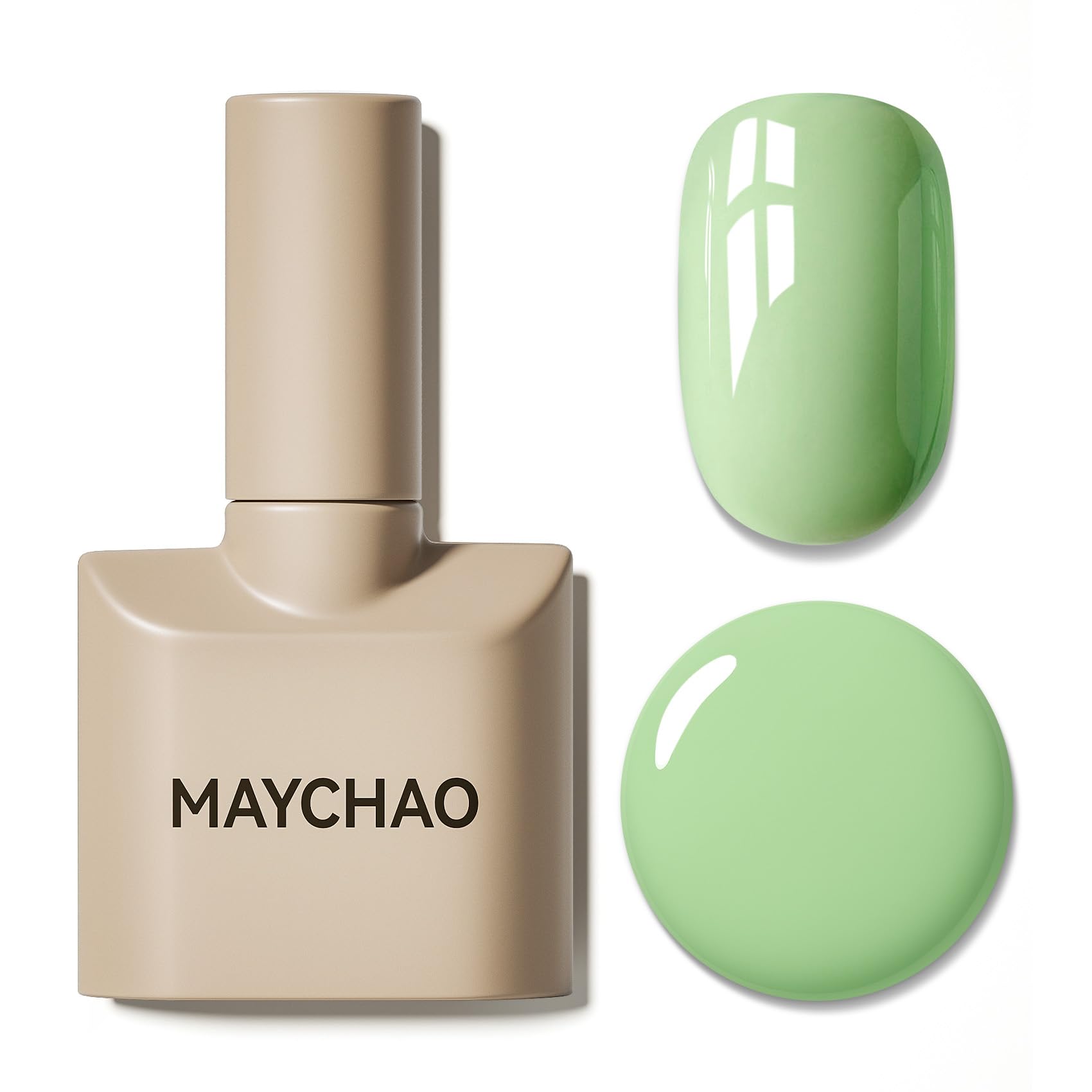MAYCHAO 15ML Light Green Gel Nail Polish 1Pc Green Gel Polish Soak Off UV LED Nail Lamp Curing Needed for Nail Art Manicure Salon DIY at Home, 0.5 OZ