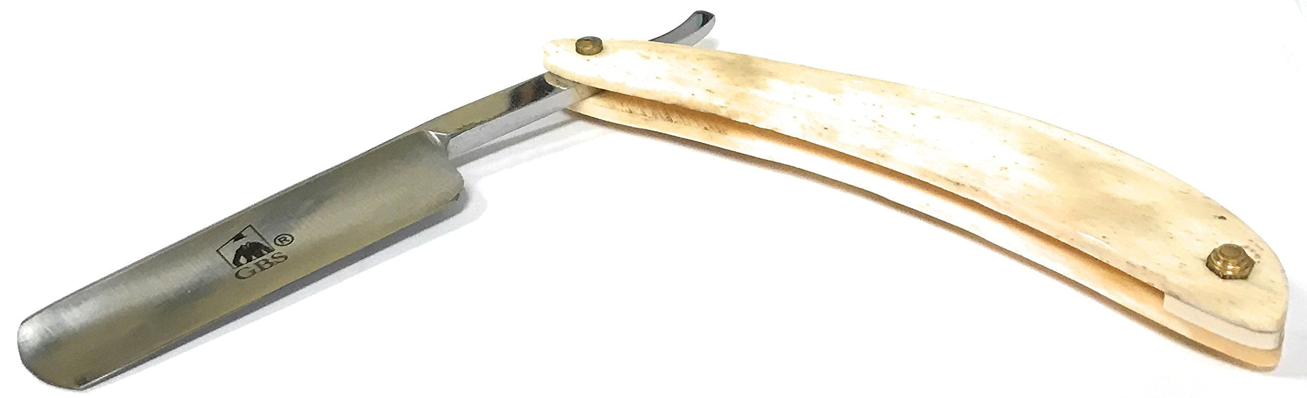 GBS Premium Carbon Steel Cut Throat Straight Edge Blade Horn Ivory Razor 5/8 Half Hollow
