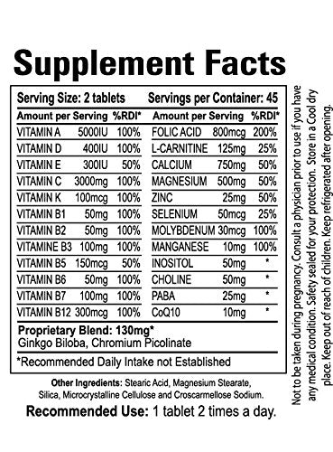 Body Shop Nutrition Ultra Woman - Multi-Vitamins 90 Tablets - Premium Performance Formula 100% Natural - Multivitamins for Woman - Dietary Supplement