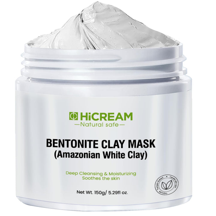 Hicream Bentonite Clay Mask, Valentines Gifts for Women Her, Deep Cleansing Facial Mask, Clay Face Mask Skin Care with Kaolin Clay and Aloe for Dull Skins Hydrating (white)