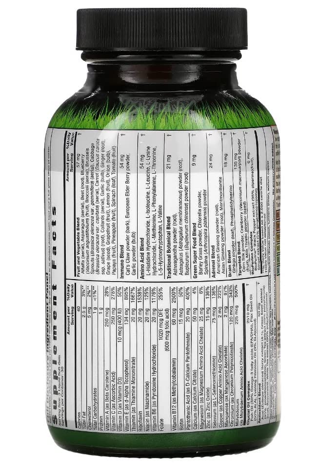 Irwin Naturals Women's Living Green Liquid-Gel Multi Vitamin - 90 Liquid Softgels - 70 Essential Nutrients, Full-Spectrum Vitamins, Wholefood Blend - Targeted Adrenal & Brain Support-30 Total Servings