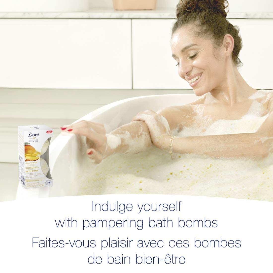 Dove Nourishing Secrets Bath Bombs Scented to Pamper & Indulge Mango & Almond Bath Bomb Set Leaves Skin Feeling Soft & Smooth 2.8 Oz 2 Count