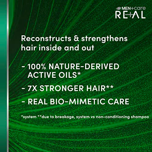 DOVE MEN + CARE Real Bio-Mimetic Care Shampoo & Conditioner Reconstruct 2 Count For Damaged Hair Sulfate Free Shampoo & Silicone-Free Conditioner with Coco Fatty Acid + Vegan Keratin 10 Oz
