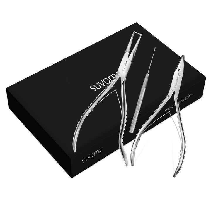 Suvorna Hairpal 3 Piece Micro Ring Hair Extension and Beading Plier Tool Kit Set, Polished Steel