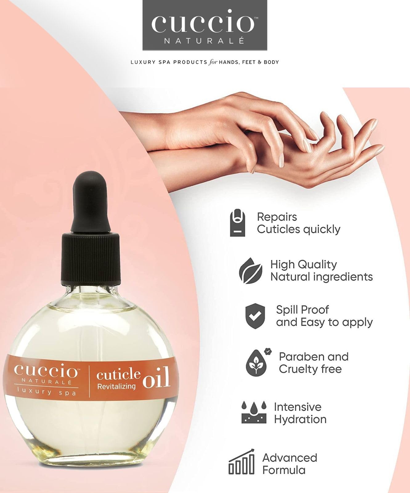Cuccio Naturale Revitalizing Cuticle Oil - Hydrating Oil to Repair Cuticles Overnight- Remedy For Damaged And Thin Nails - Paraben And Cruelty Free Sweet Almond - 2.5 oz