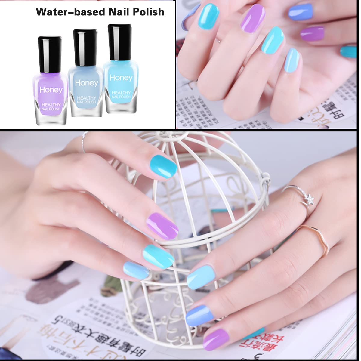 Tophany Non Toxic Nail Polish Set, Easy Peel Off and Fast Dry Nail Polish Set for Pack, Eco Friendly and Organic Water Based Nail Polish for Women,Teens(10 Bottles)